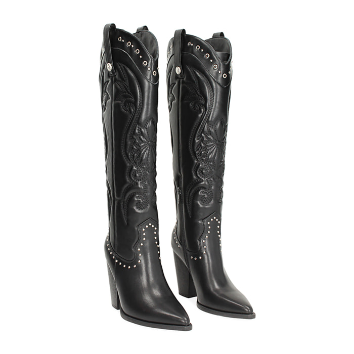 Stivali donna neri, tacco 9,5 cm