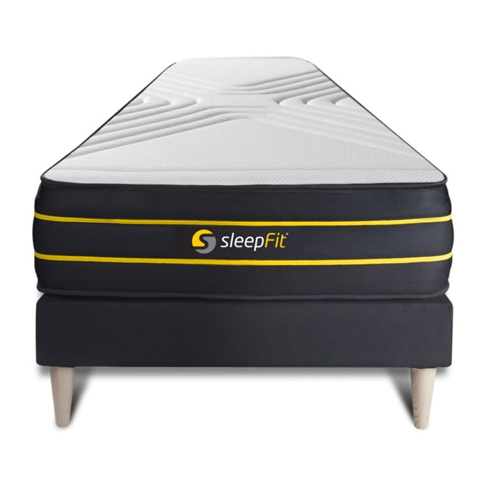 Ensemble - Matelas Mémoire de forme et micro ressorts ensachés 26cm d'épaisseur - 7 zones de confort - Confort équilibré - Sommier tapissier en kit - 1 place