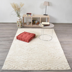 Tapis salon et chambre fait main en coton motif faux uni REFE