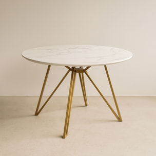 Table effet marbre et pieds en métal doré 100cm HOXTON