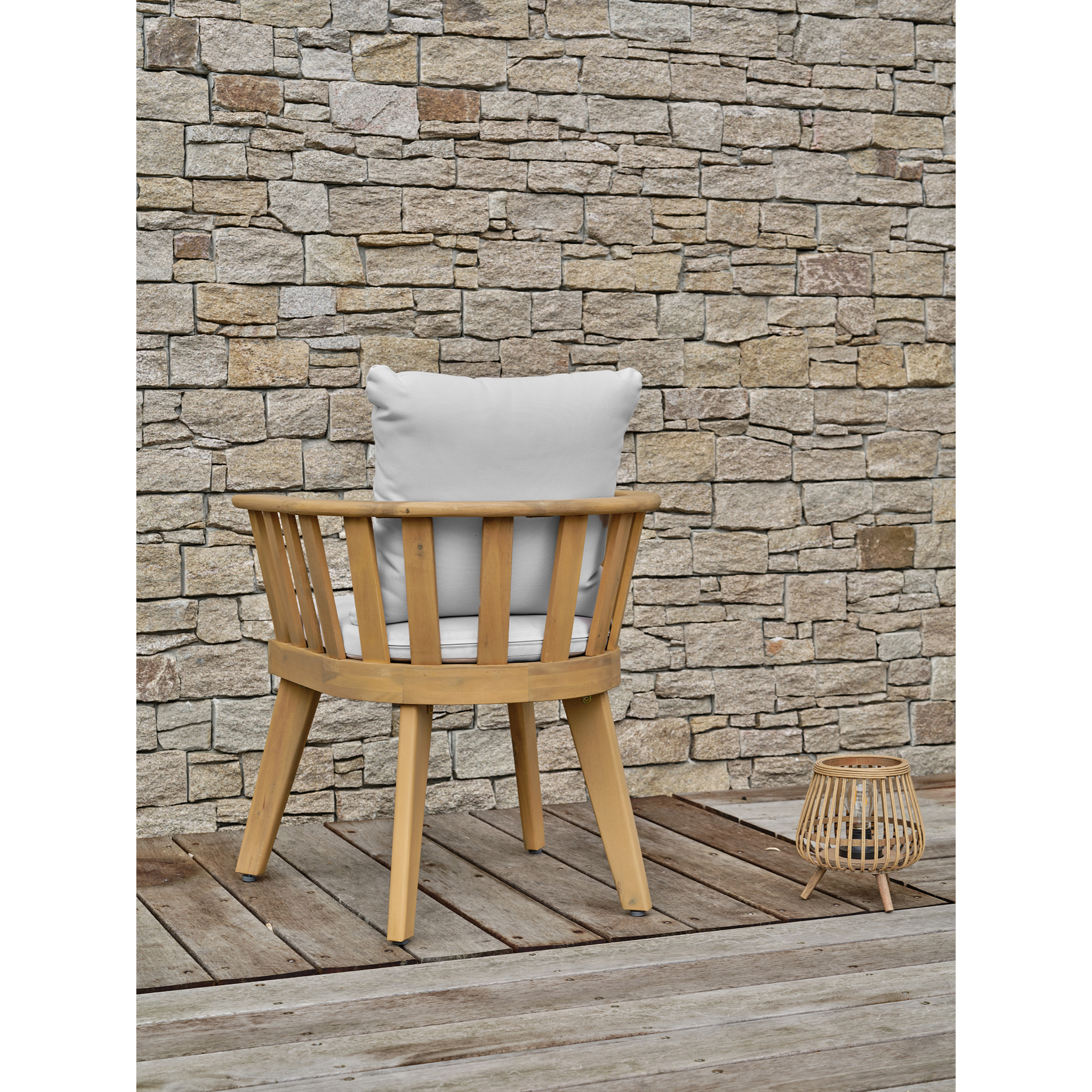 LISO - Lot de 2 fauteuils de jardin avec coussins - Acacia