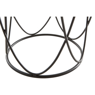 Table d'appoint ronde bois clair chêne et métal noir LACE