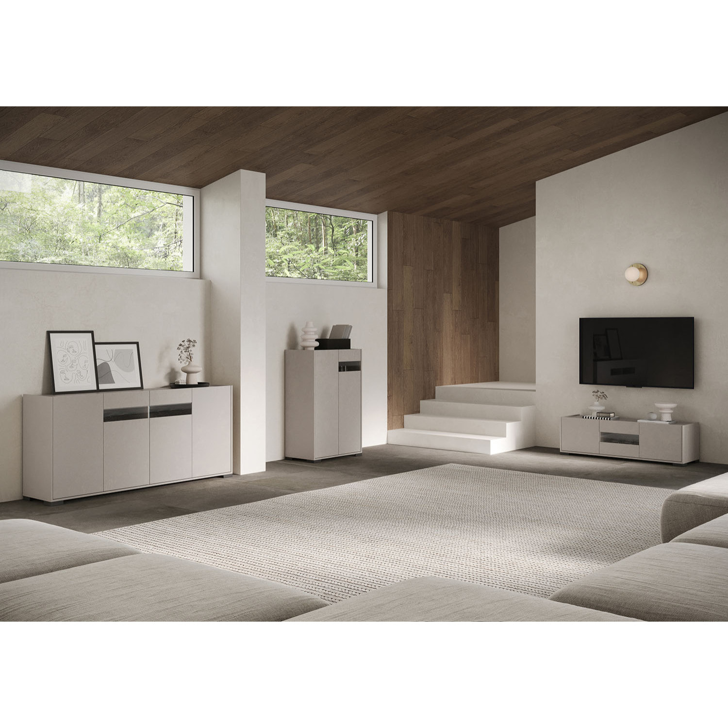 Credenza alta 3 ante 100x35x110 cm Riflesso cashmere