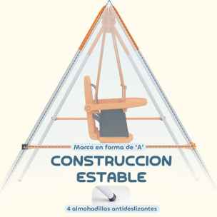 Columpio para Bebés, Columpio Jardín Exterior de Acero con Respaldo, Cinturón de Seguridad, Marco Forma A, para Niños de 6-36 Meses, para Interior y Exterior, Carga 25 kg, Naranja