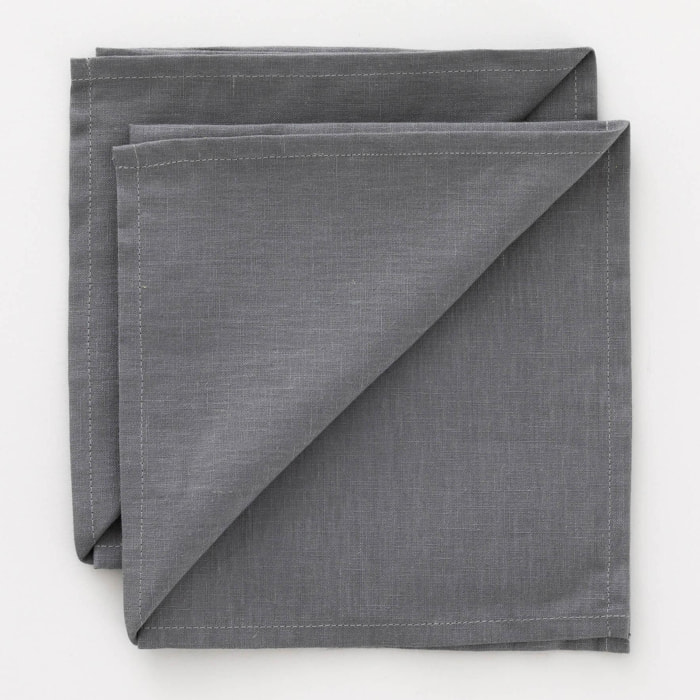 Pack de 2 serviettes 100% lin Anthracite 50x50 cm