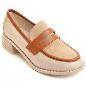 Mocasín de tacón - Beige - Altura: 3 cm