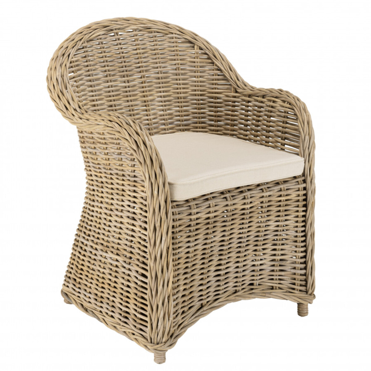 KALLY - Fauteuil en kubu avec coussin d'assise blanc