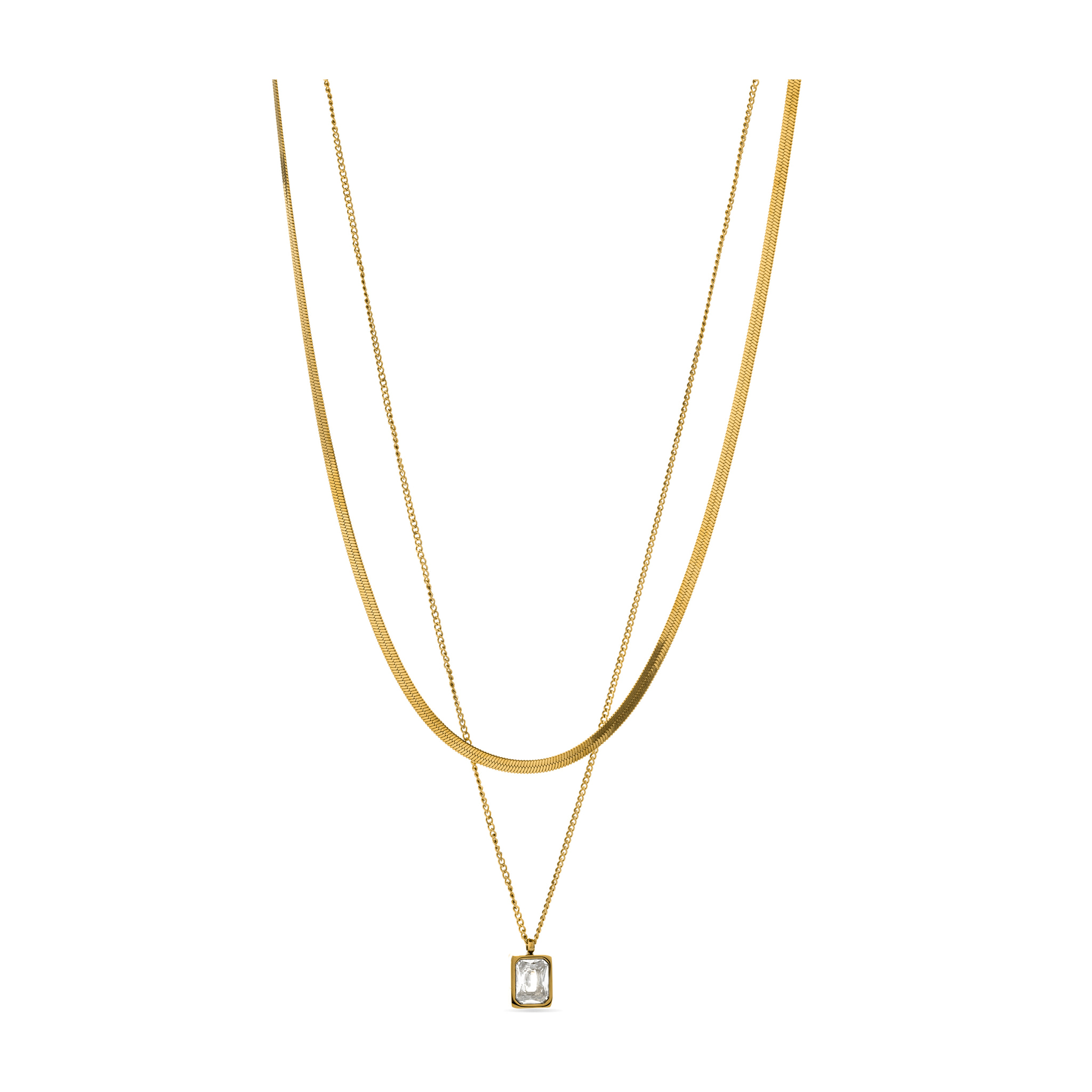 Collar de Circonita acabado en oro amarillo de 18K- Beda