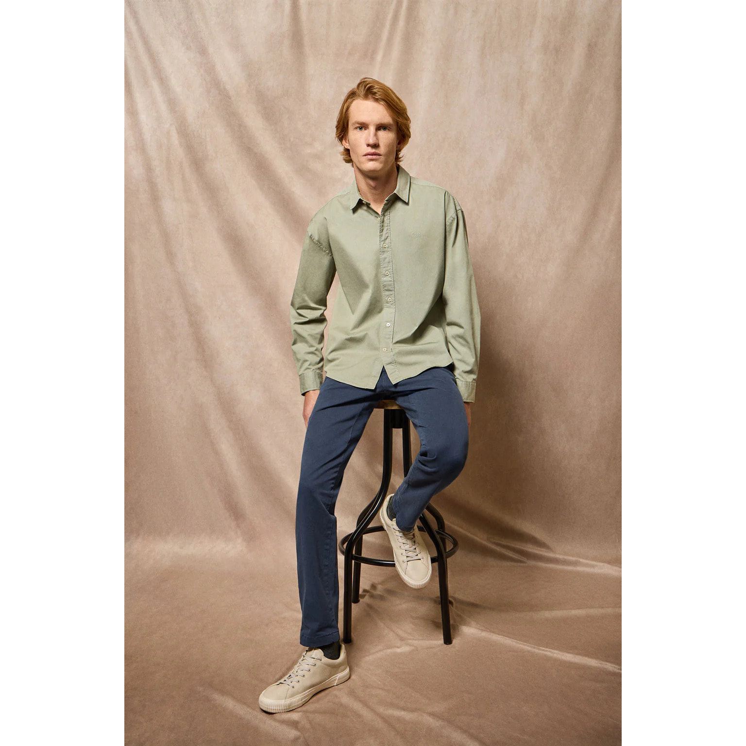 Camisa loose fit verde jade con logo bordado Polo Club