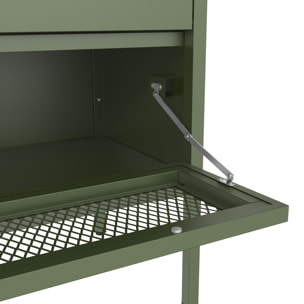Meuble à chaussures 4 portes en métal vert kaki EMMA