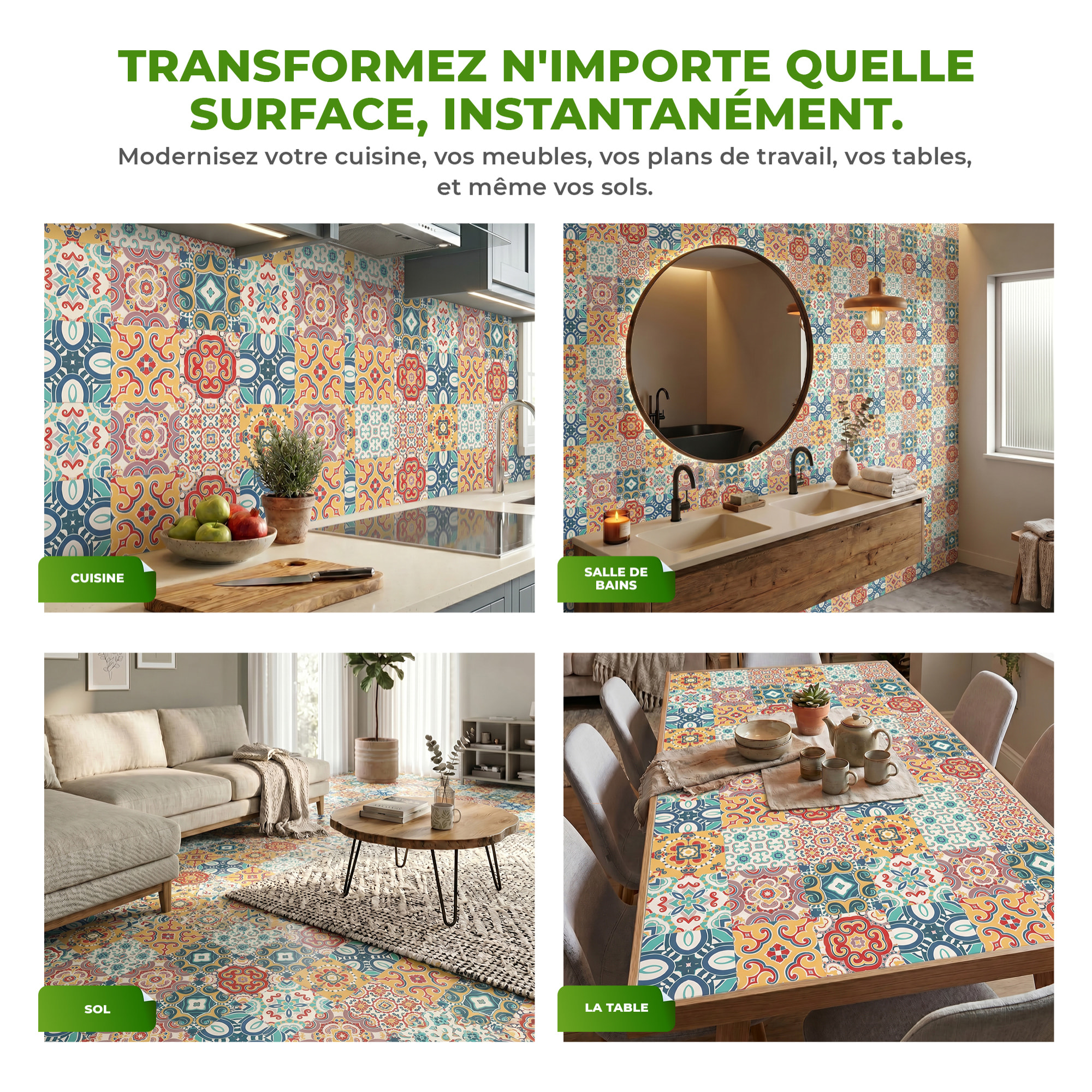 Sticker Sol avec laminat de Protection en Plastique Anti-dérapant | Stickers adhésif Sol - CARRELAGES SOL TOLIO - 1 sticker