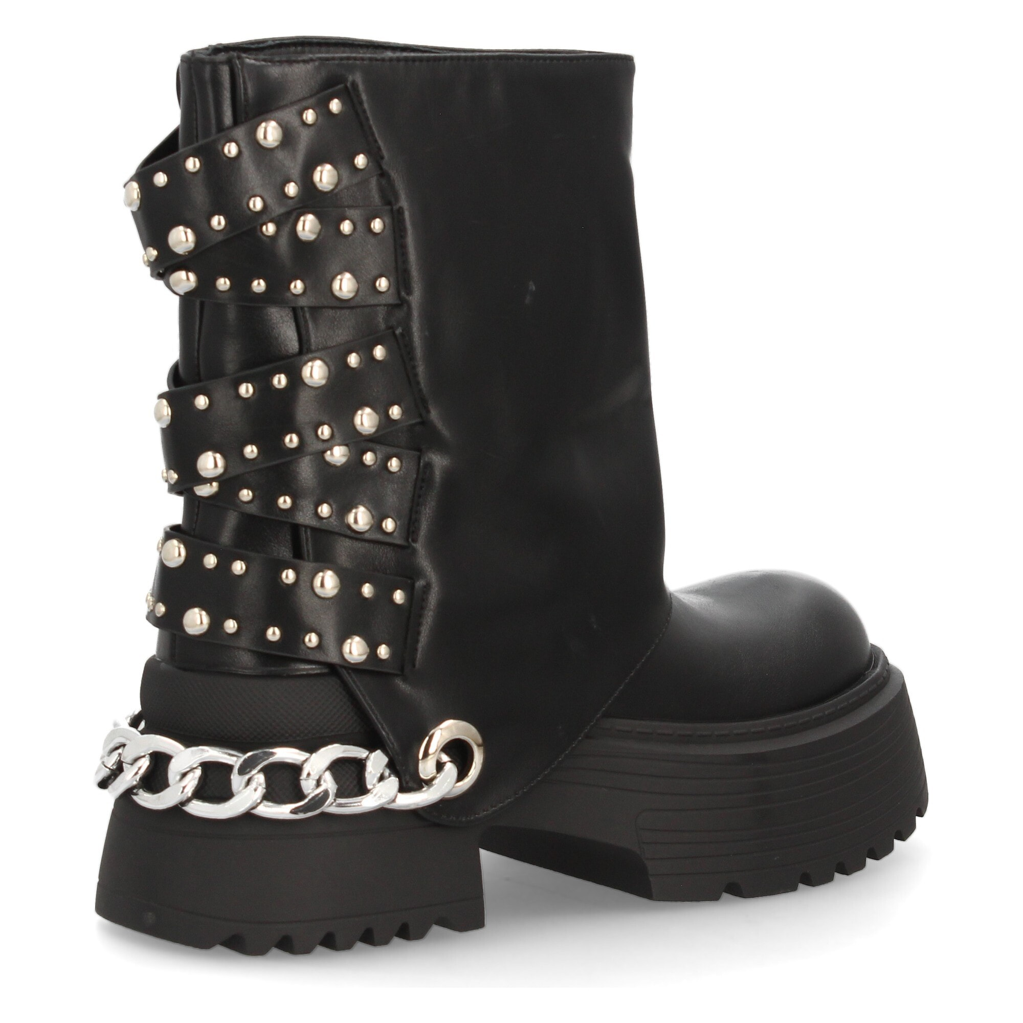 Botín de plataforma con cadena y tachuelas