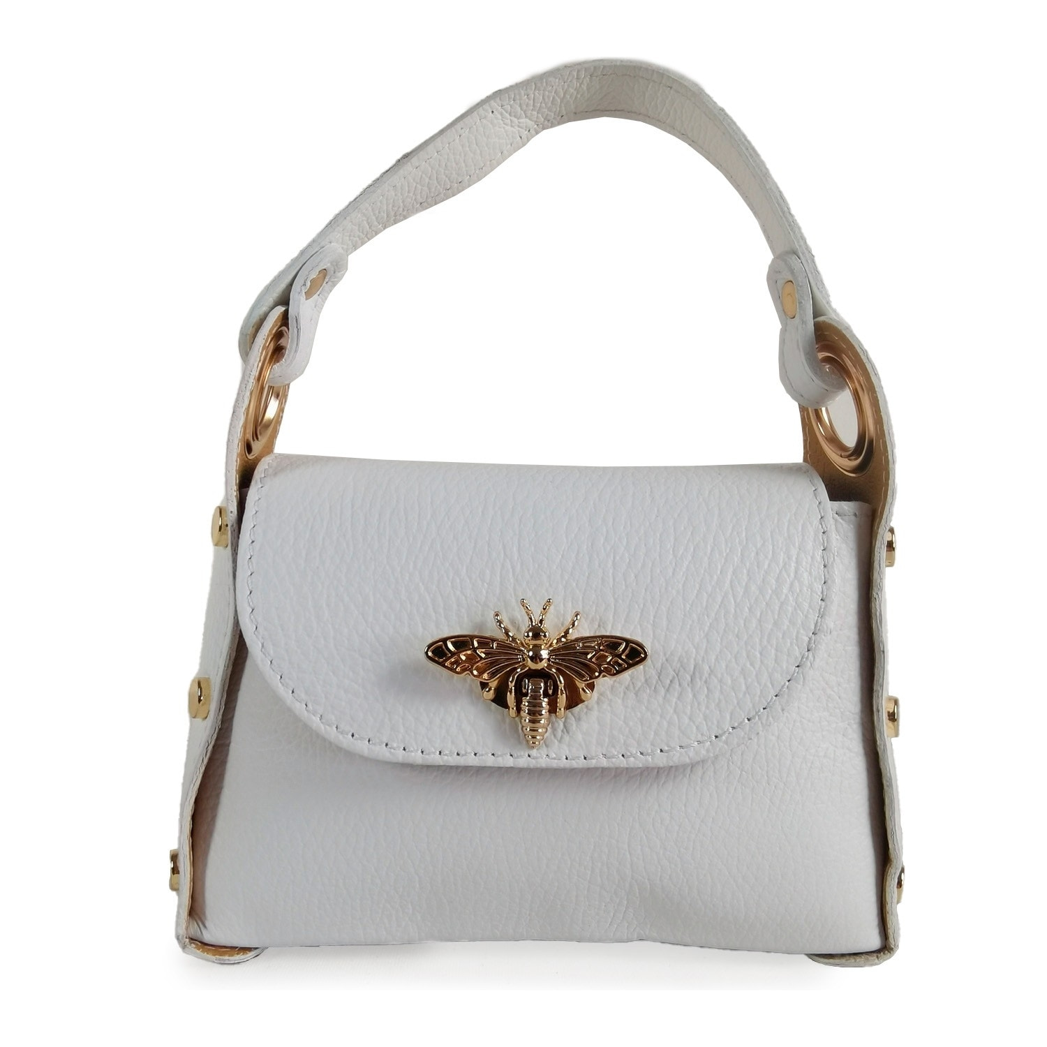 Borse Donna colore Bianco-in pelle Made in Italy 17x12x6cm