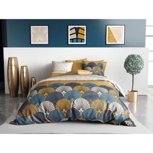 Parure housse de couette coton ocre