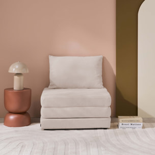 Chauffeuse matelas convertible beige tissu chenille 1 place Fold