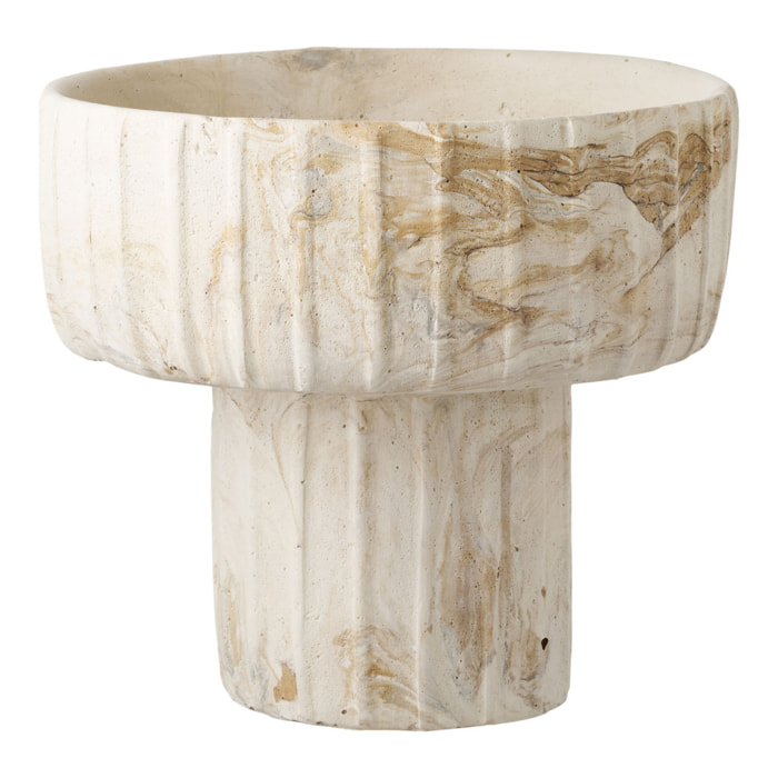 Vaso coppa in cemento marrone e beige con base a colonna ø20,5x18,5 cm