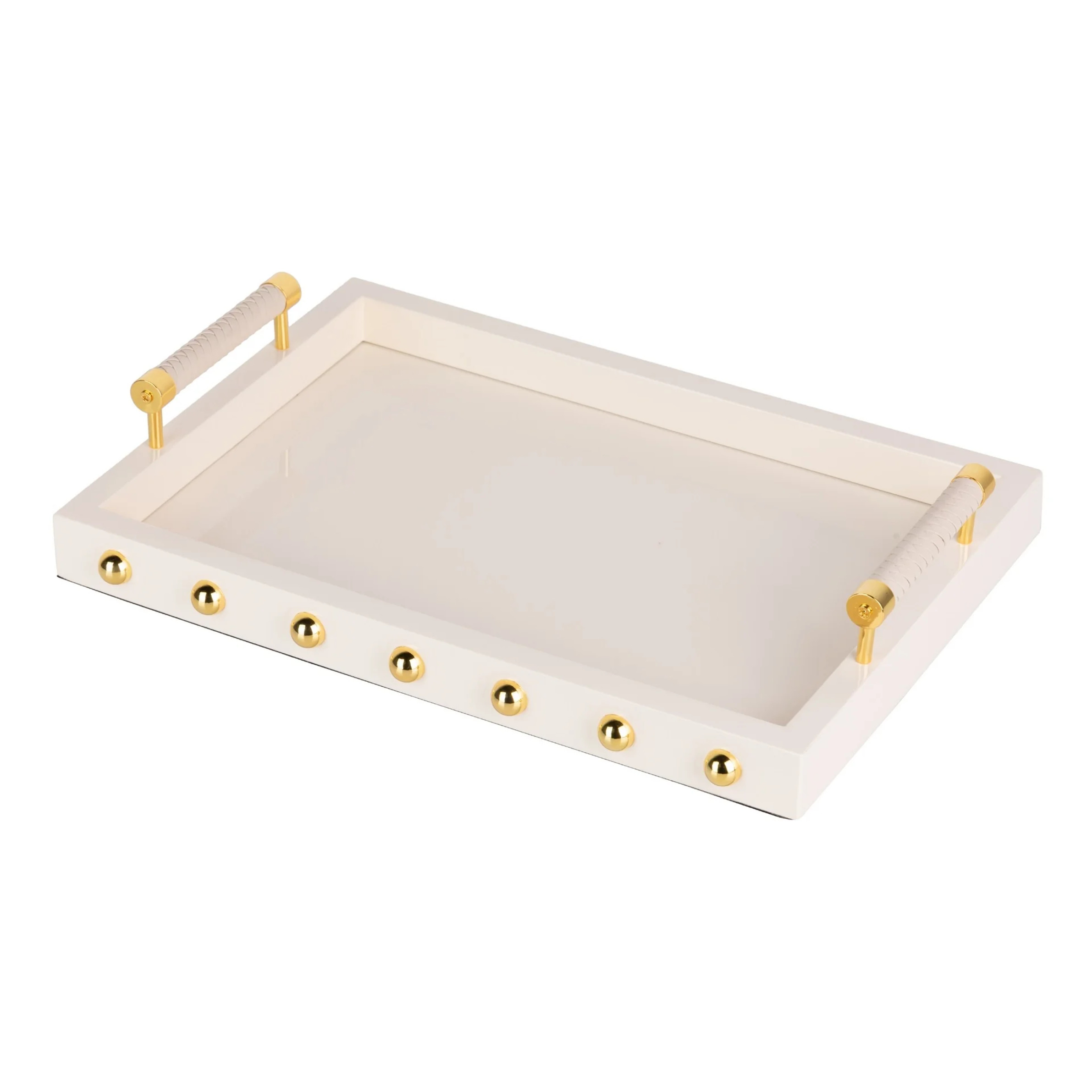 Bandeja Mdf / Acero Inox Beige 45x31x9 Cm