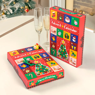 Caja para montar y rellenar. Calendario de adviento, con 24 huecos en total. (No incluyen regalos).