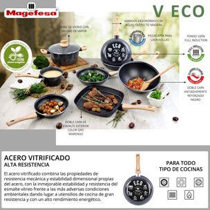 Magefesa colección V ECO COOKING Sartén 24 cm, en acero esmaltado vitrificado ECO, apto inducción y lavavajillas