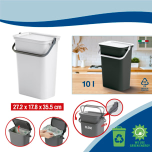 Papelera "moda" con asa 10l blanco