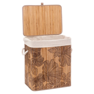 Panier à linge 60L "BlackFlora" bambou