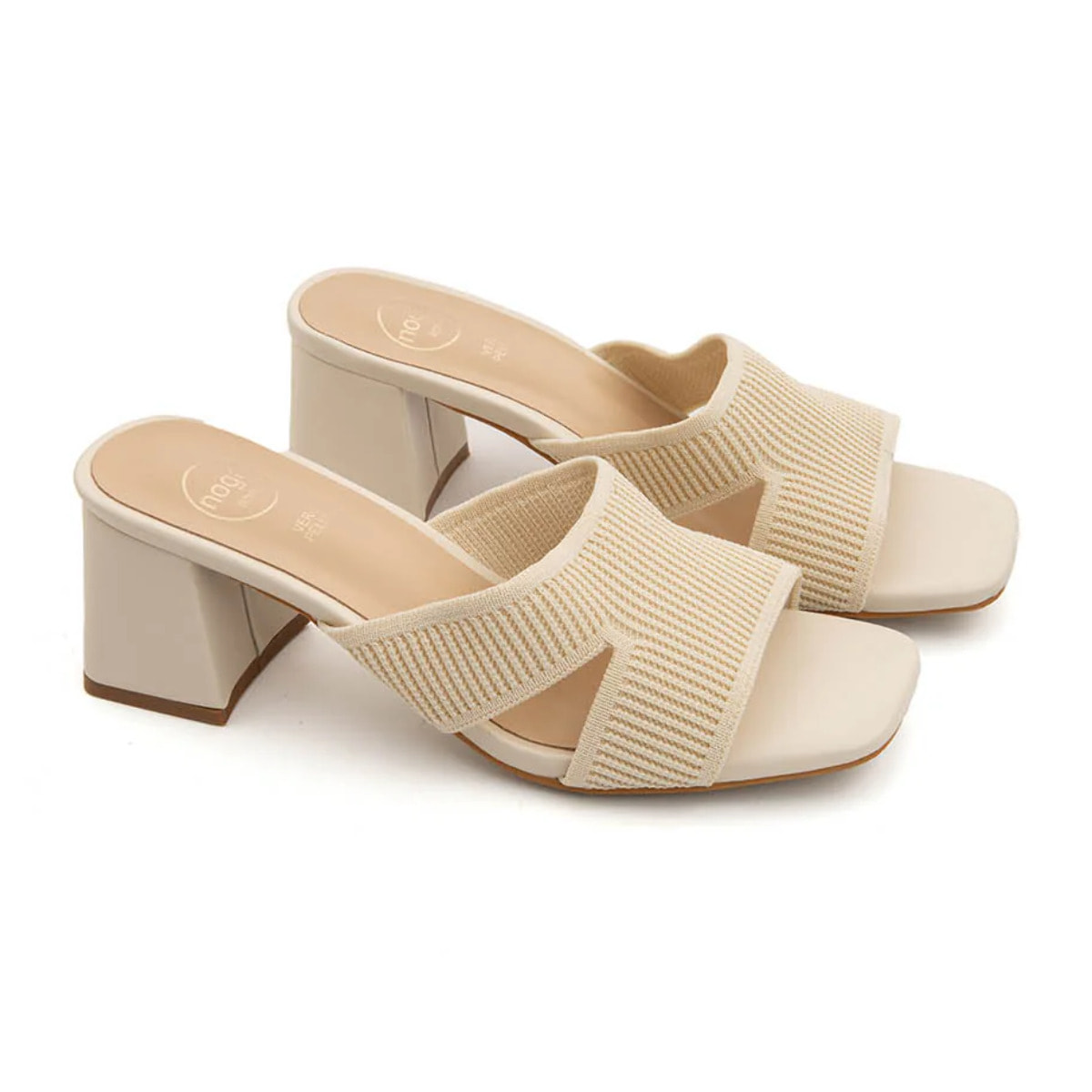 Sabot cross-strap in tessuto - BEIGE