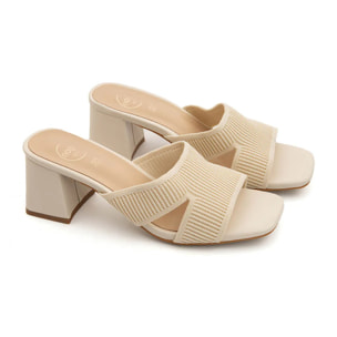 Sabot cross-strap in tessuto - BEIGE