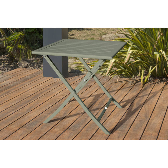 MARIUS - Table de jardin pliante en aluminium kaki