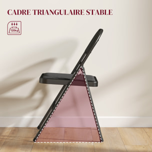 Lot de 4 chaises pliantes assise dossier rembourrés acier tissu toucher lin noir