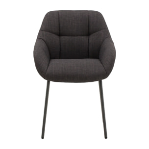 Set di 2 poltroncine SMICHOV in tessuto grigio scuro e gambe in metallo nero, con braccioli