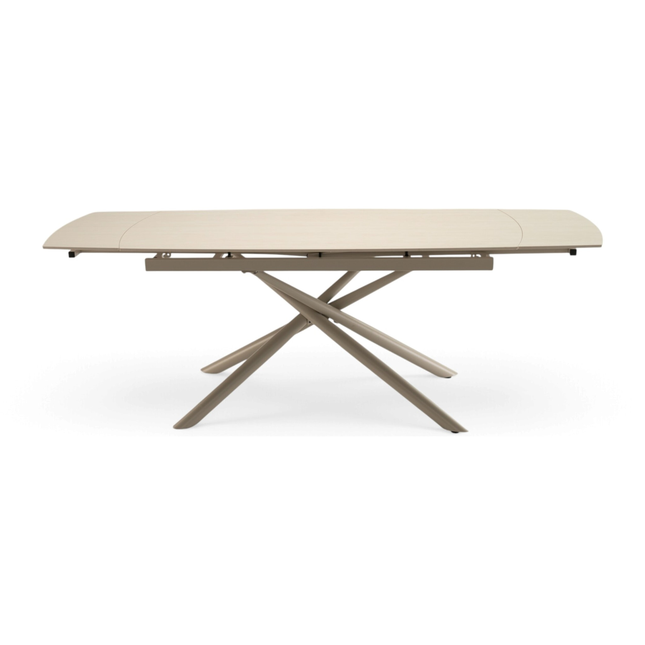 Tavolo allungabile BONIFACIO in ceramica,finitura travertino e gambe in metallo verniciato beige - 160-220×80x76 cm