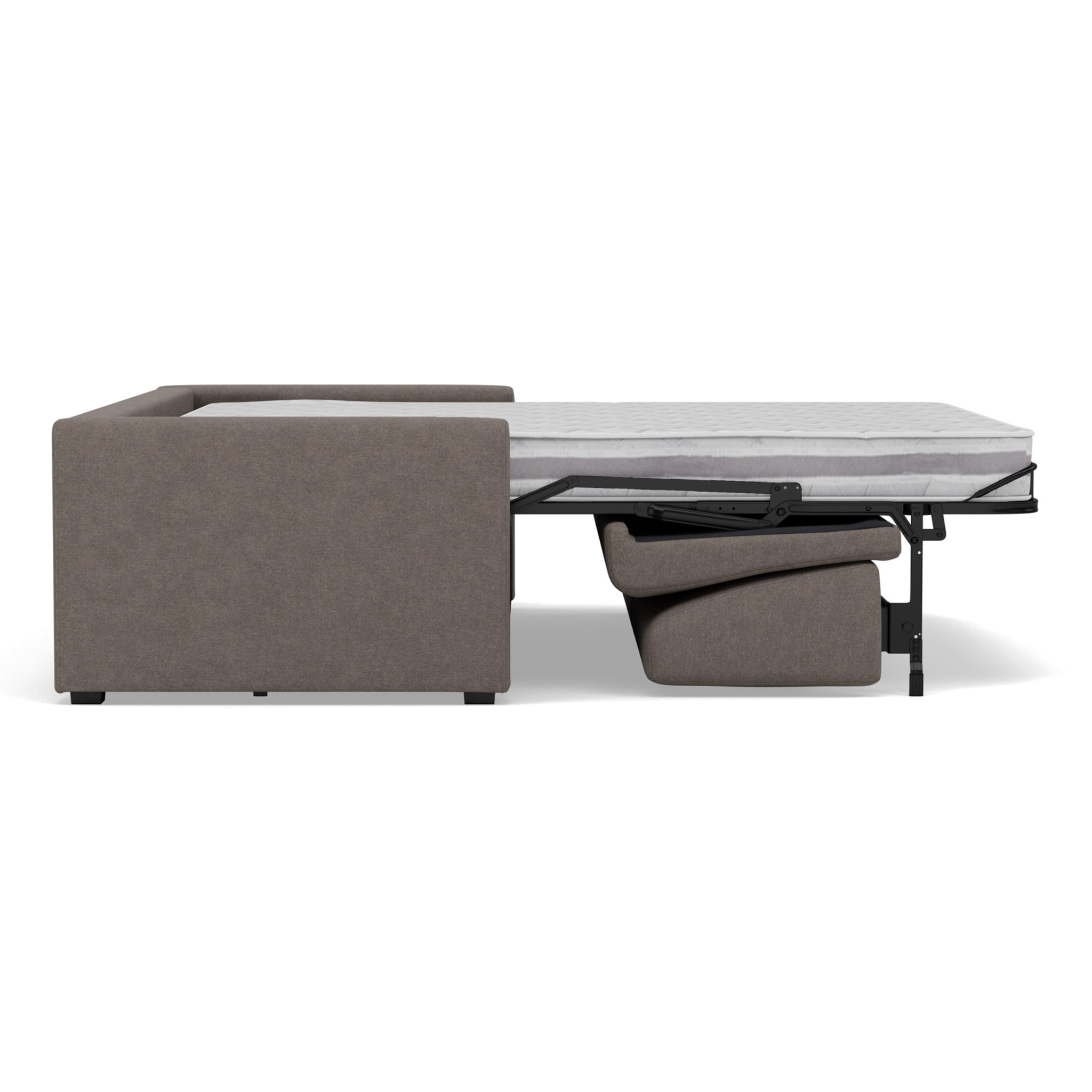 Julia - canapé 3 places convertible couchage quotidien matelas 18 cm en tissu - Gris
