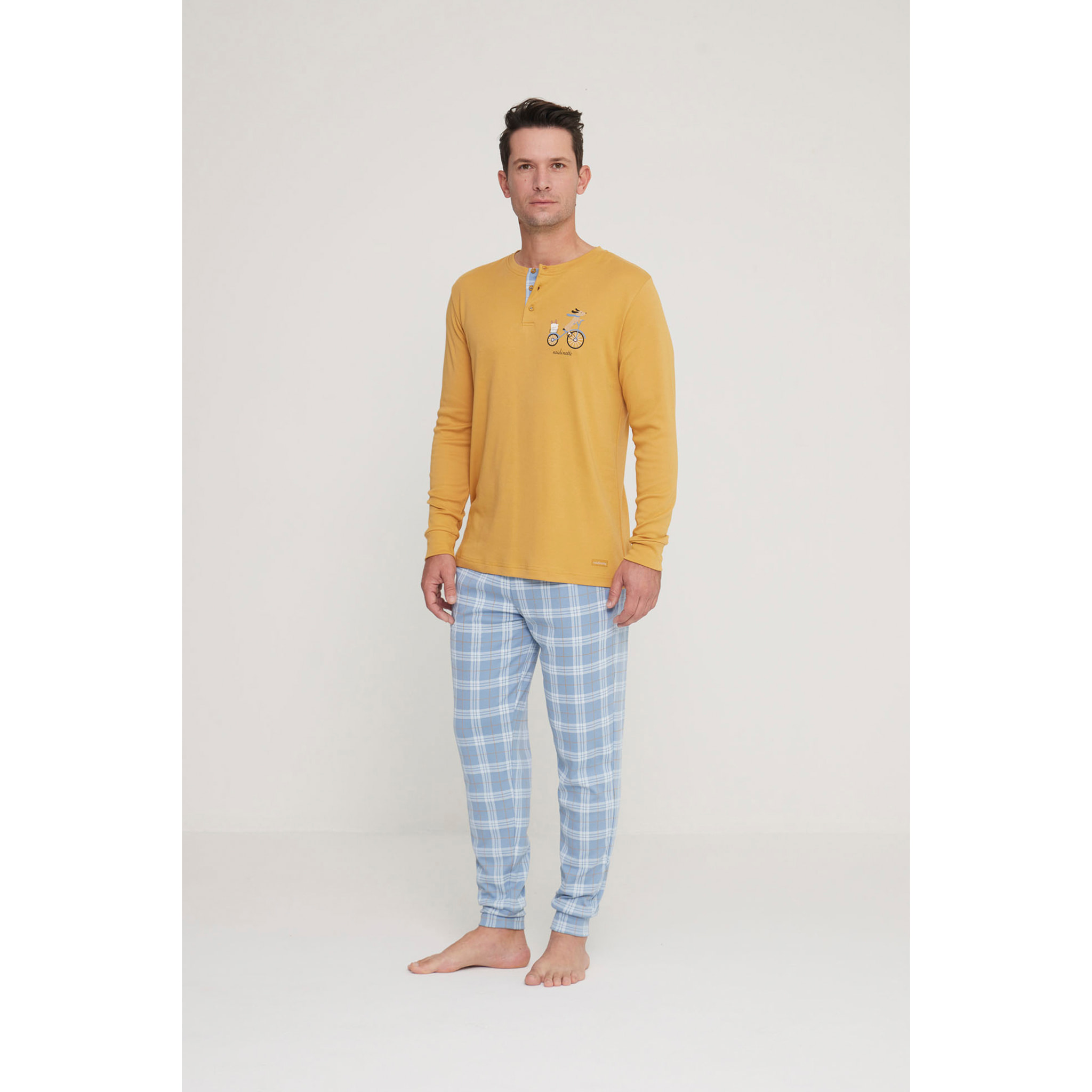 Pigiama uomo yuppie in caldo cotone con collo tre bottoni Noidinotte