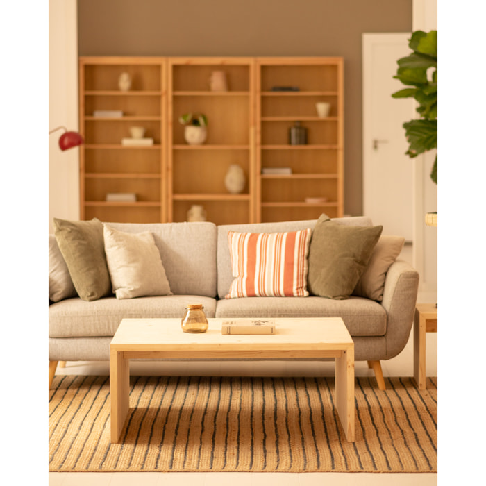 Table basse en bois massif ton naturel de 110x45x74cm Hauteur: 45 Longueur: 110 Largeur: 74