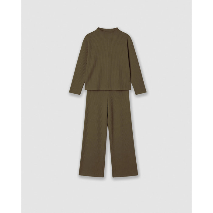 Set maglia pantaloni a coste verde