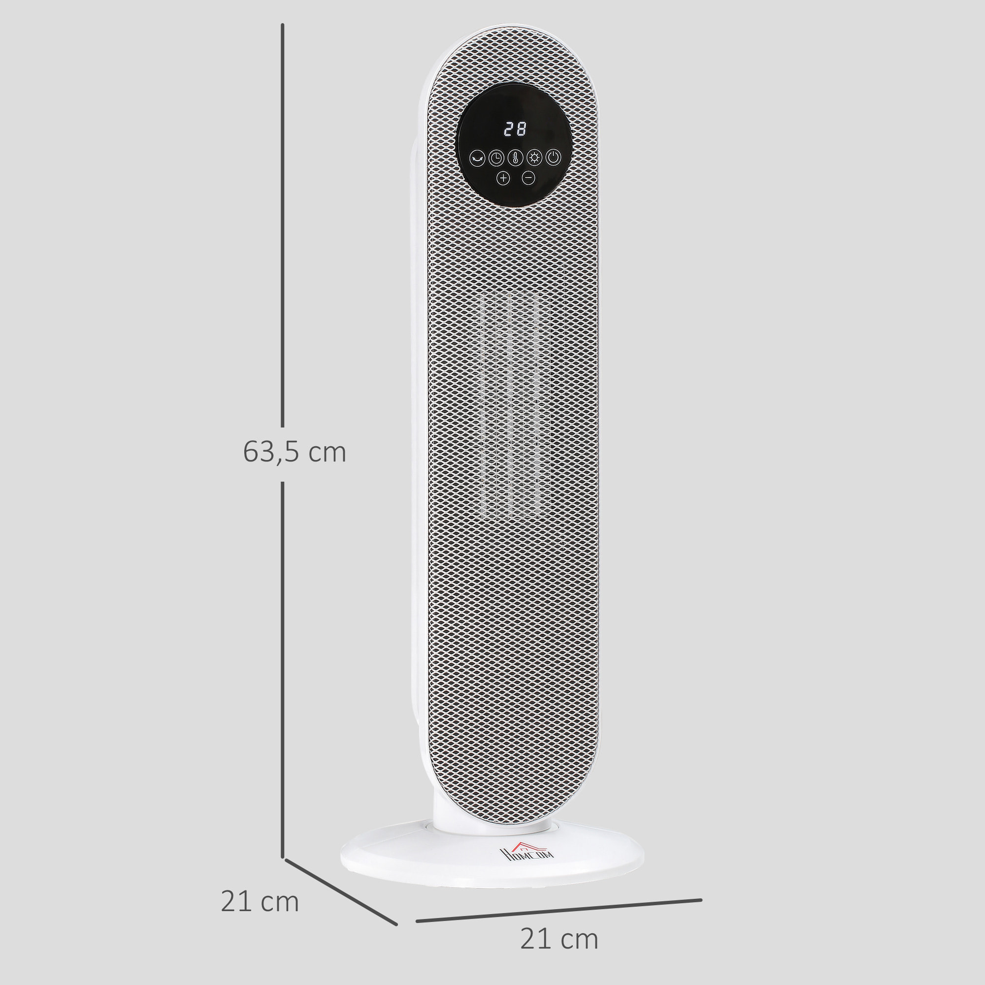 Calefactor Eléctrico Cerámico PTC, 2000W, con Control Remoto, 15–40 °C, Oscilación de 45°, Temporizador 12H, Protección contra Vuelcos y Sobrecalentamiento para 15-20 ㎡, Blanco