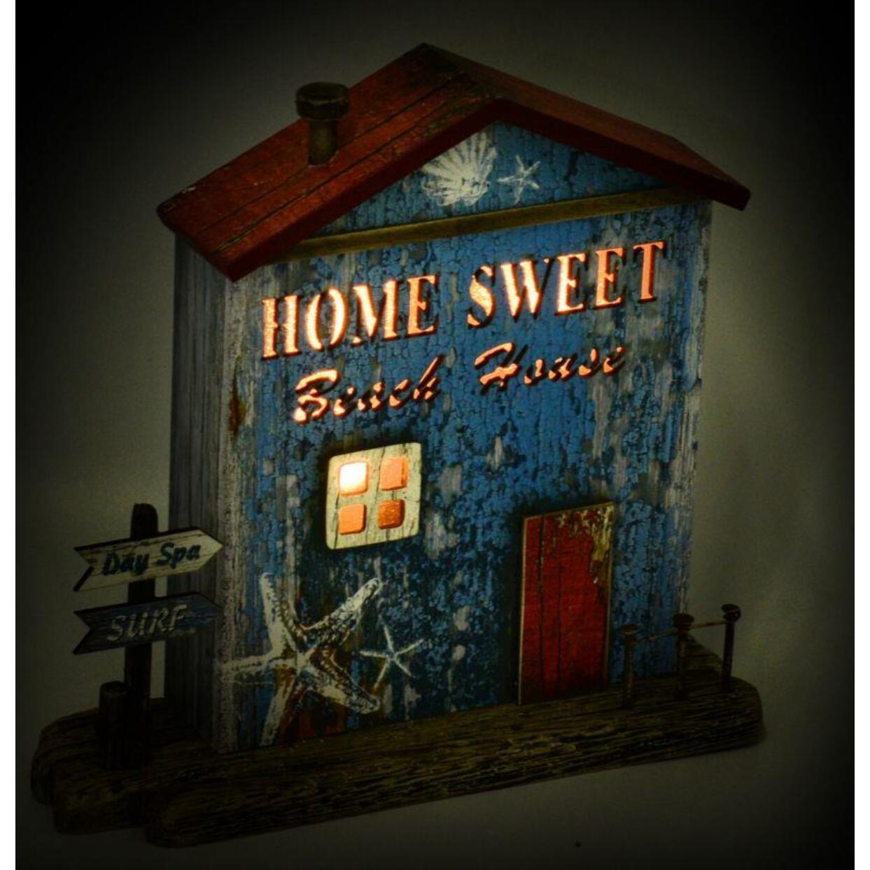 Casa in legno con stella e led cm22x6,5h21