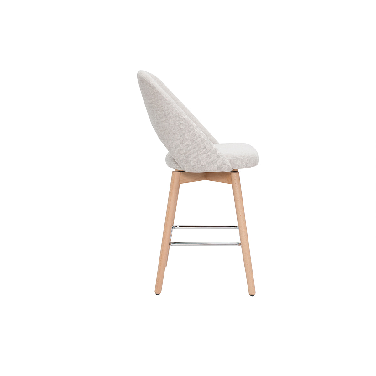 Tabourets de bar scandinaves tissu effet velours texturé beige et hévéa massif 65 cm (lot de 2) COSETTE