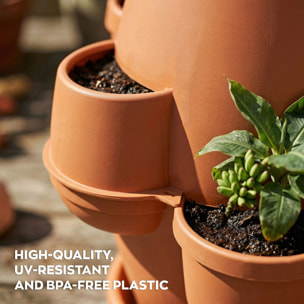 Oasi - Fioriera Da Giardino 80x80x80 Cm Con 6 Tasche Perimetrali E Sottovaso Terracotta