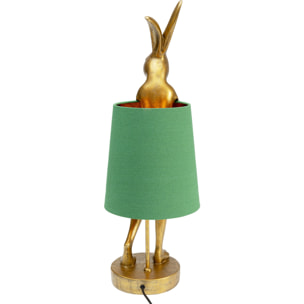 Lampe Animal lapin dorée et verte 68cm Kare Design