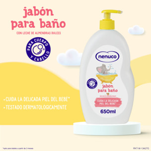 Nenuco Jabón para Baño, con Leche de Almendras Dulces, para Cuerpo y Cabello, Pack 2x650 ml