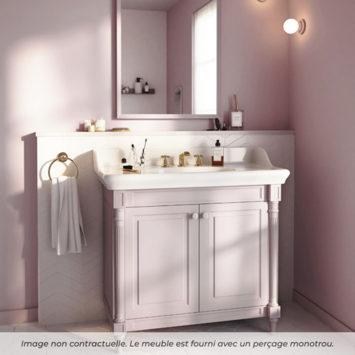 Pack meuble vasque Cléo 1889 rose velours + mitigeur or