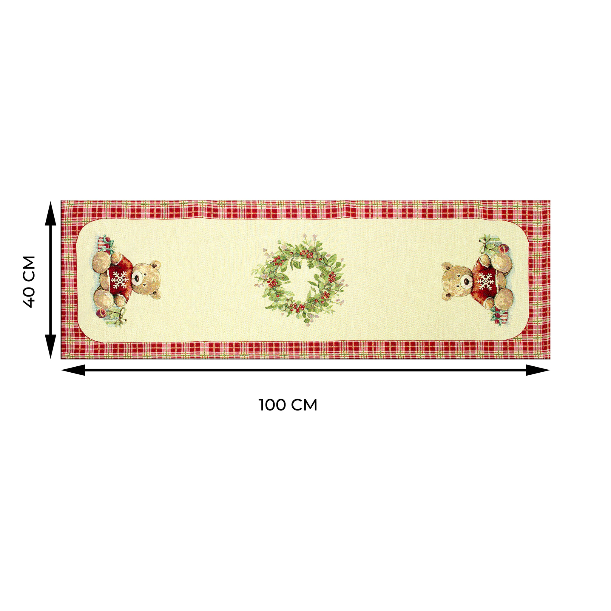 Runner Natalizio Tessuto Gobelin Disegno Orsetto 40*100