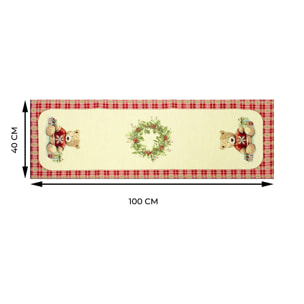 Runner Natalizio Tessuto Gobelin Disegno Orsetto 40*100