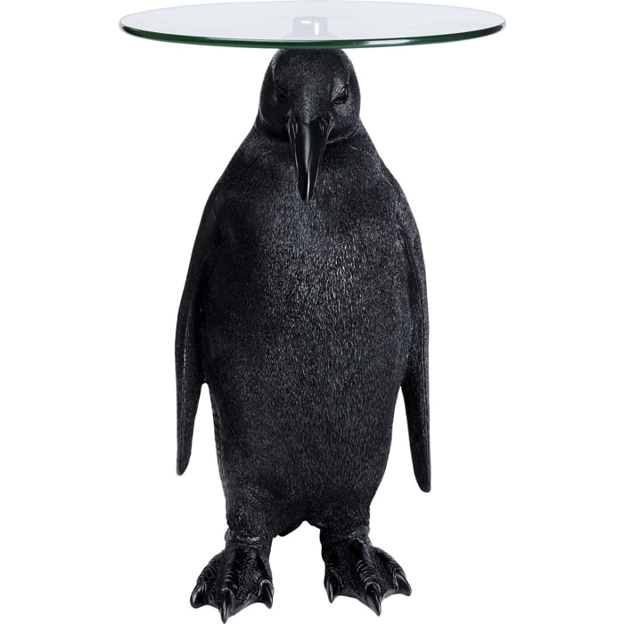 Table d'appoint pingouin noir plateau verre Kare Design