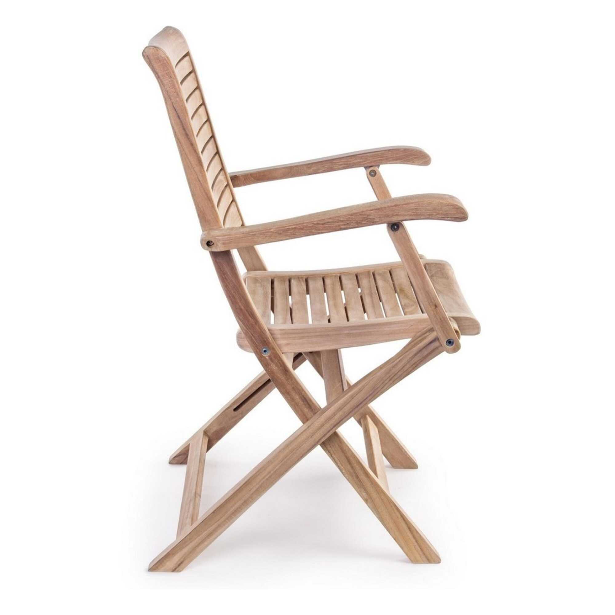 Set di 4 sedie con braccioli GALILEA in legno teak, pieghevoli