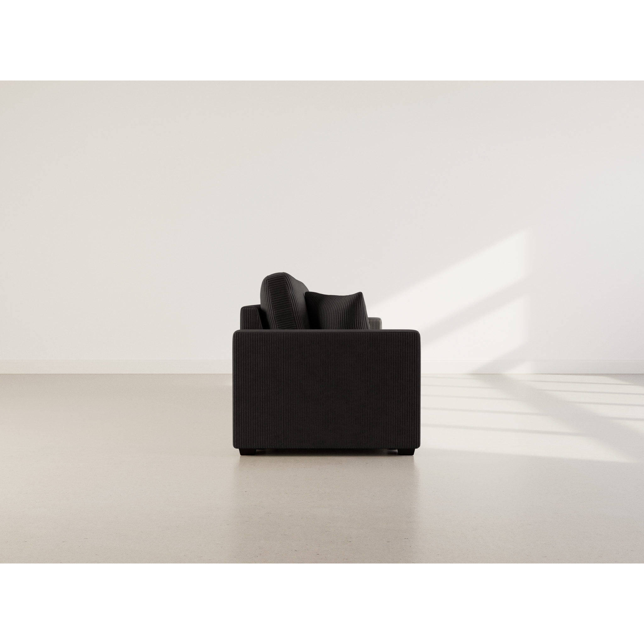 Cyrus - Canapé droit 3 places convertible en velours côtelé - Gris foncé