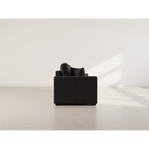 Cyrus - Canapé droit 3 places convertible en velours côtelé - Gris foncé