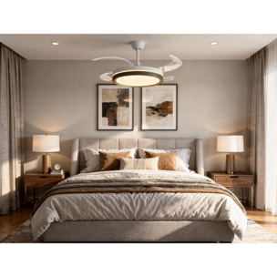Ventilateur de plafond rétractable avec lumière LED et minuterie