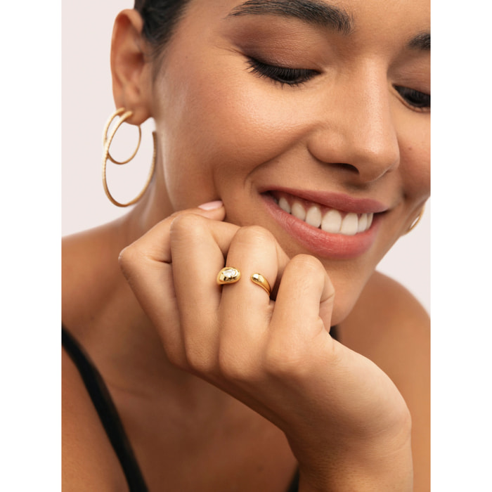 Anillo Doble Gota Spark Baño Oro